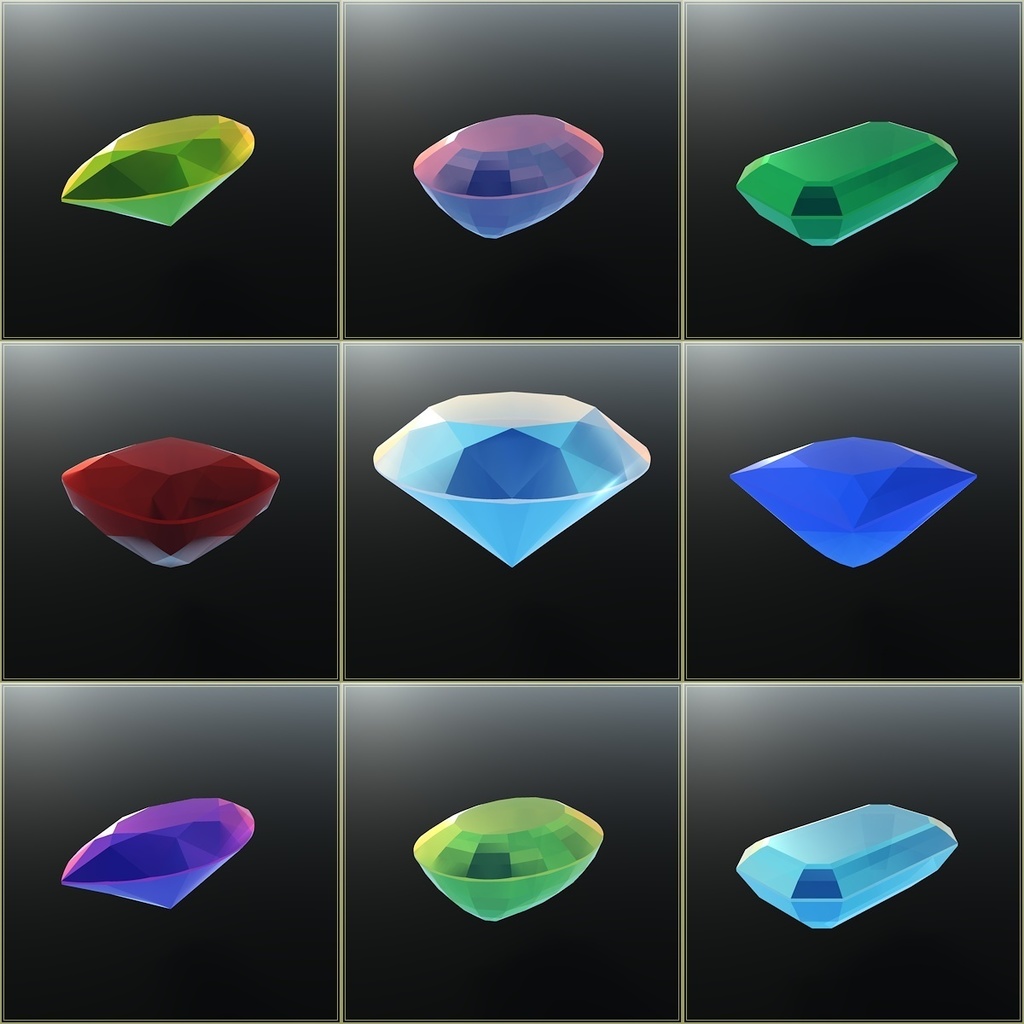 【Unity】宝石ルース 3Dモデル 9種セット