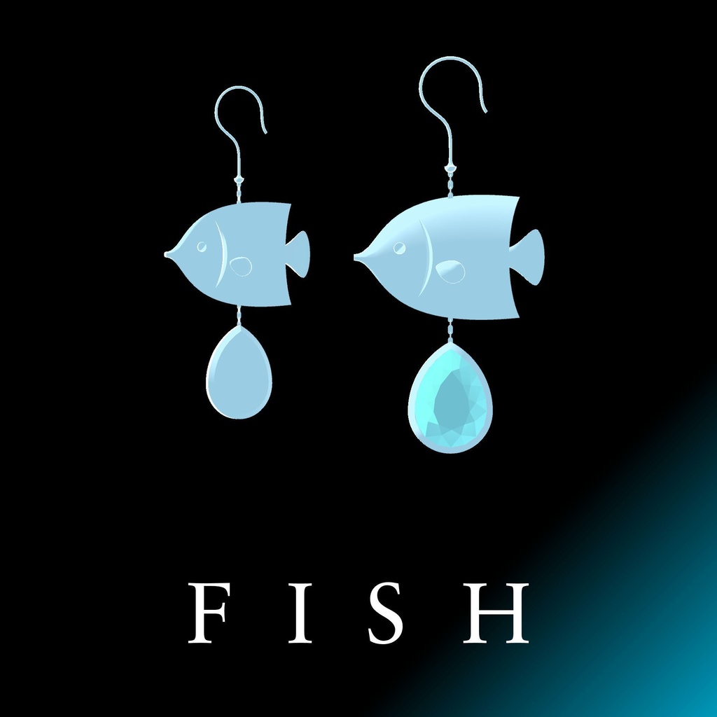 VRM用イヤリング（ピアス）-魚-