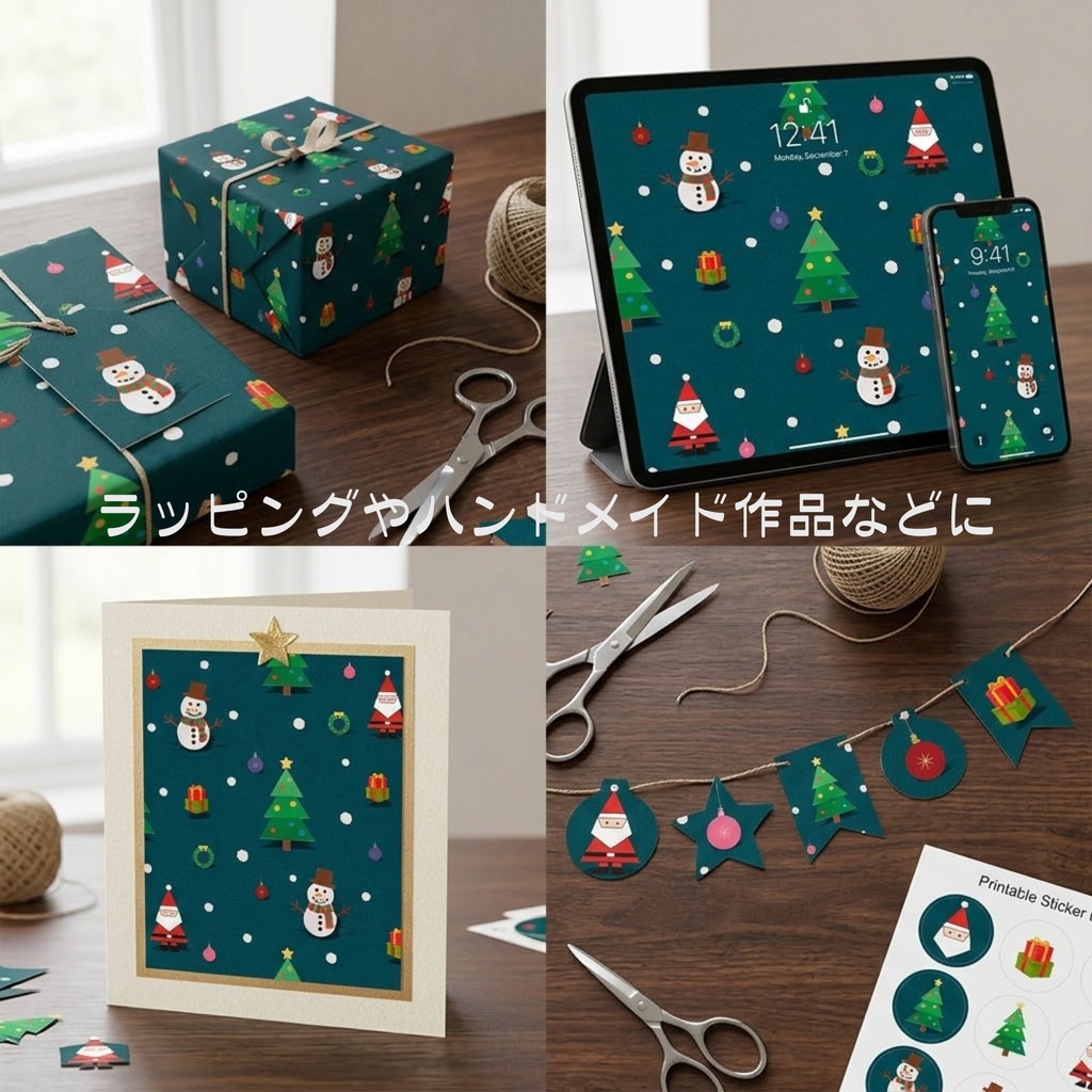 【商用利用OK】クリスマスデジタルペーパー5色セット|クラフト風シームレスパターン