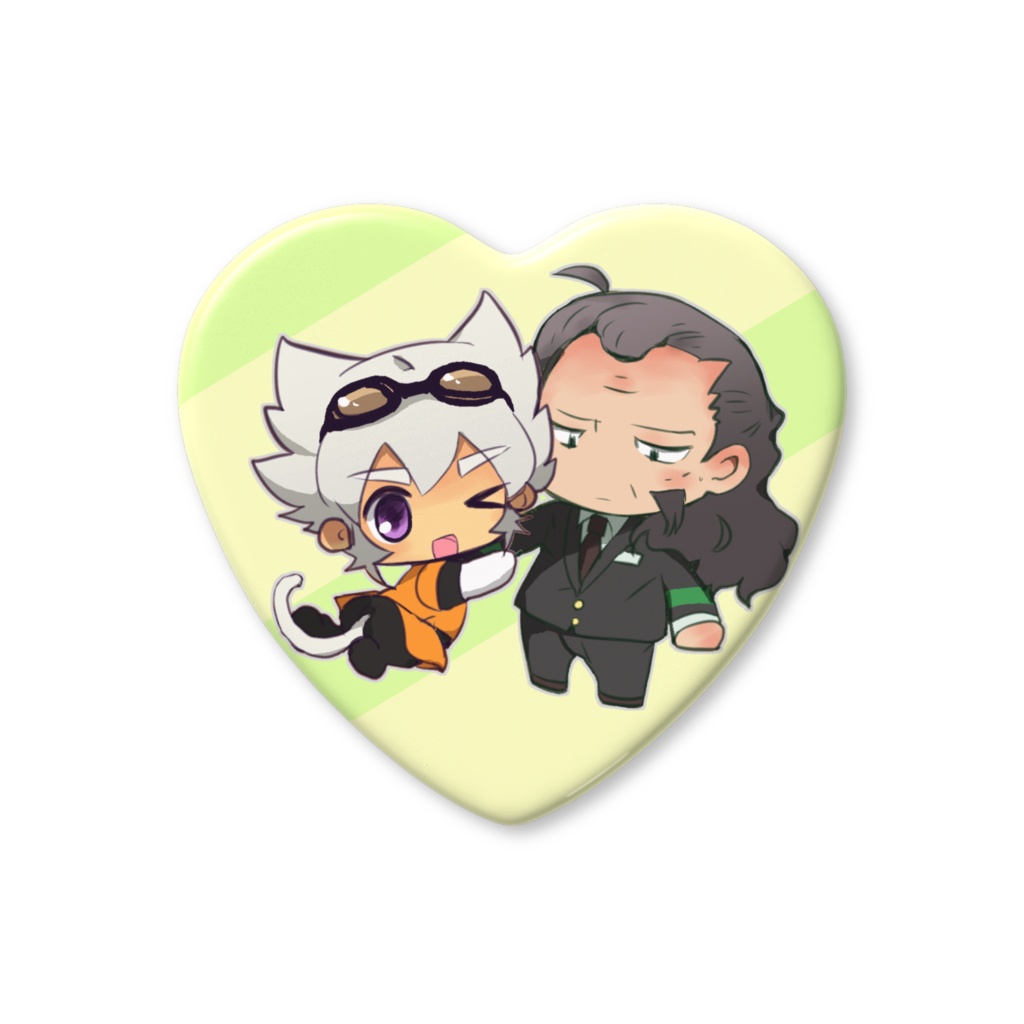 おさるとおじさんのハート缶バッジ