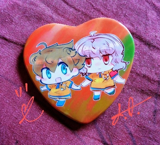 天馬&神童/フェイ&ワンダバのハート缶バッジ+おまけデータ