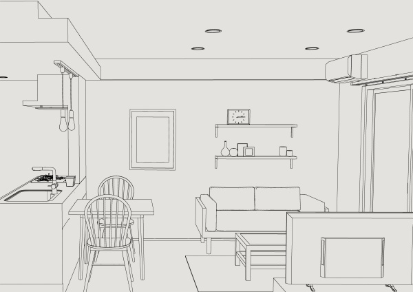 CLIPSTUDIO専用3D リビングダイニング