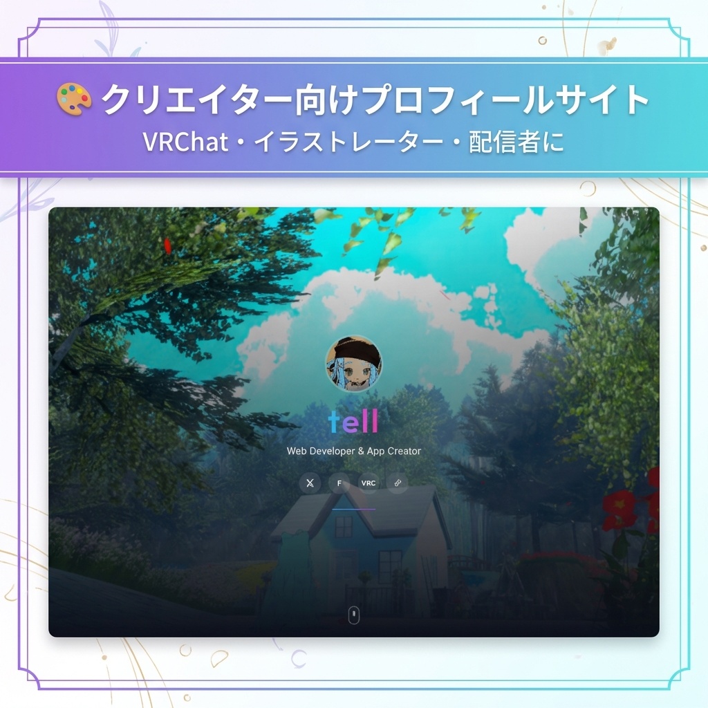 ショップ開設記念セール！【VRChat風】クリエイター向けプロフィールWEBサイト制作