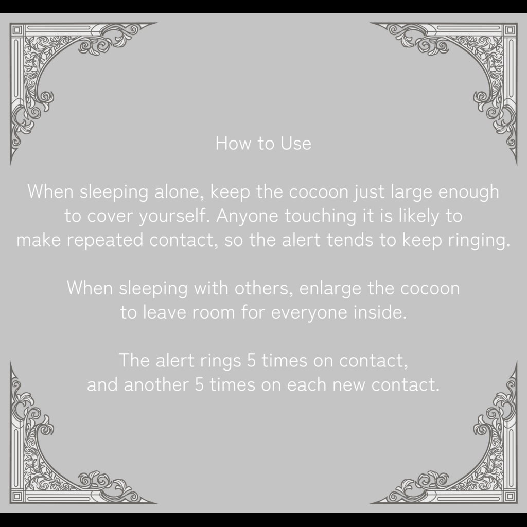 nite cocoon【睡眠時に繭をつくるギミック】