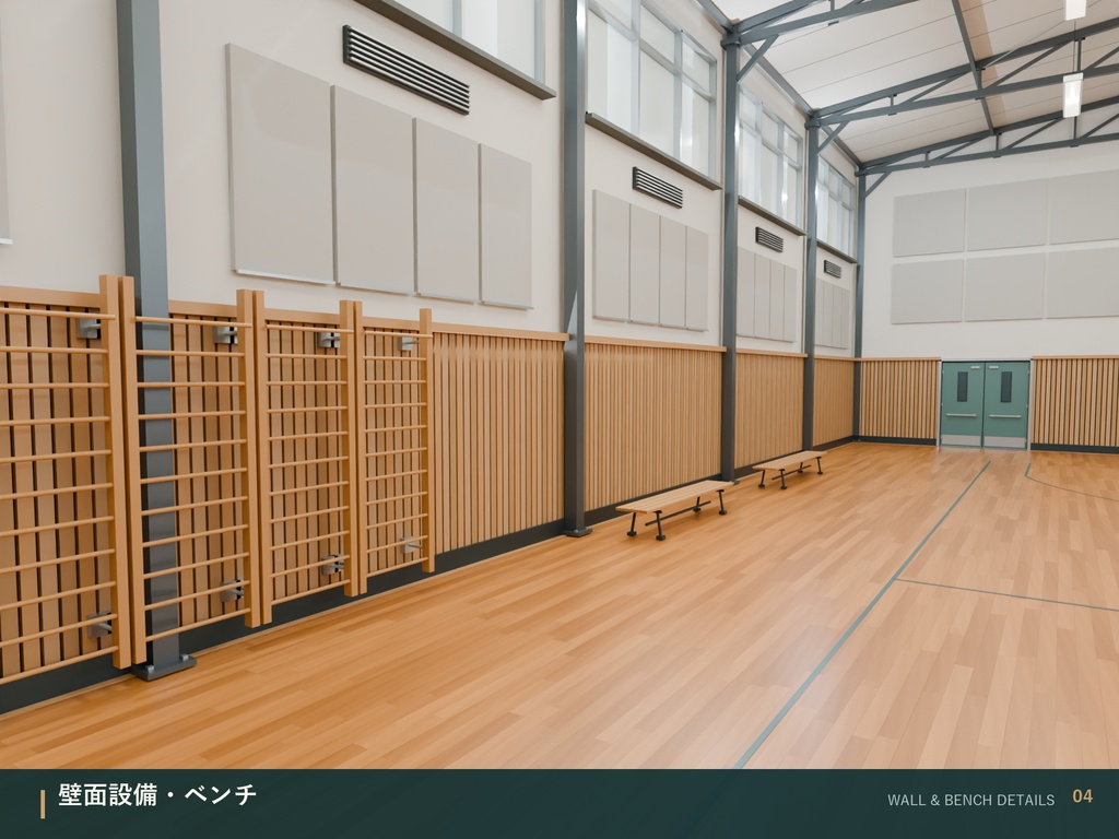 【3D FBX】体育館 3Dモデル|内装・バスケットゴール付き