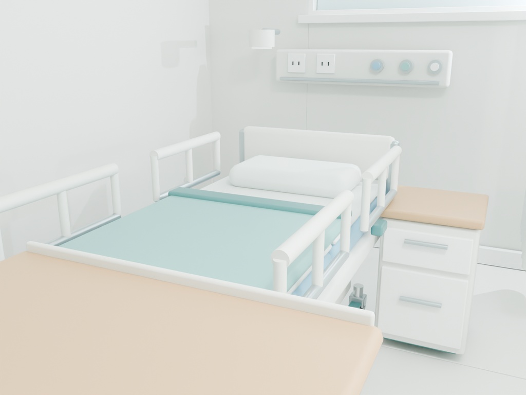 「病院内装 3Dモデル|受付・待合・診察室・処置室・病室|FBX」