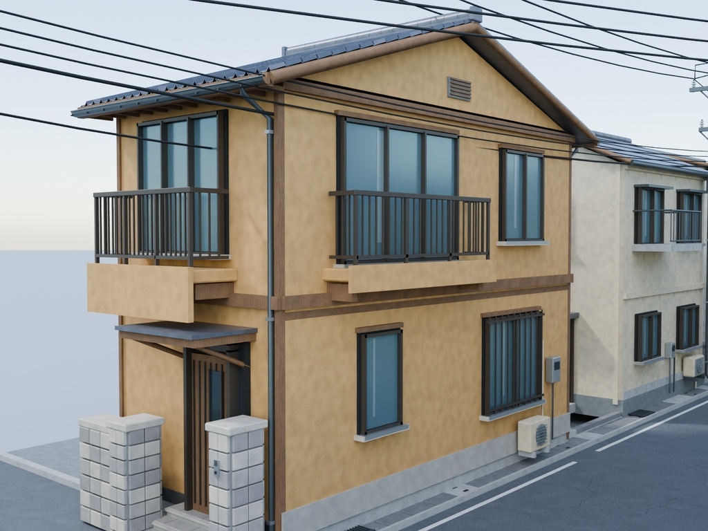 高品質 住宅街3|日本の住宅街 3D背景モデル(FBX)