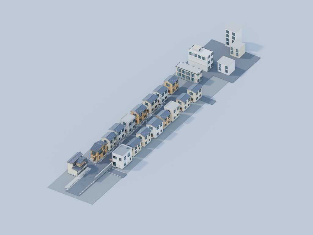 高品質 住宅街3|日本の住宅街 3D背景モデル(FBX)