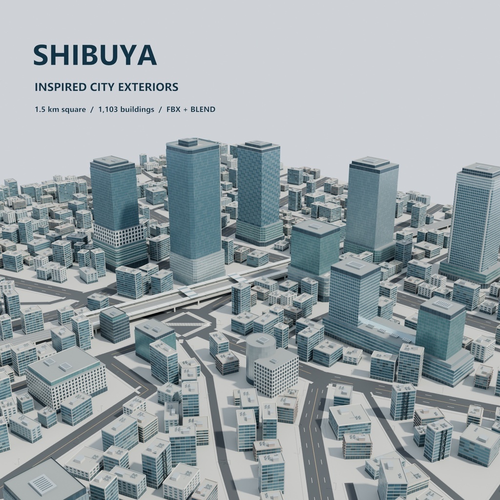 3D渋谷モチーフ 都市外装3Dモデル｜FBX ｜商用利用可