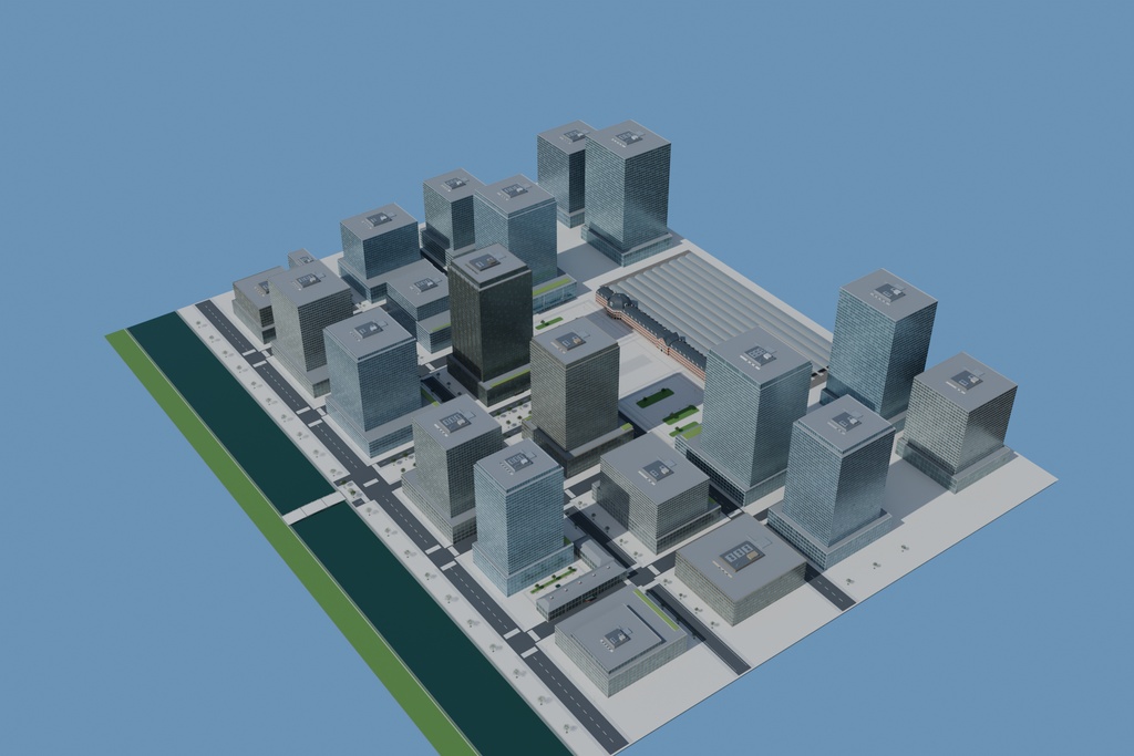 【FBX / Blender】丸の内・東京駅周辺 外装3Dモデル|商用利用可