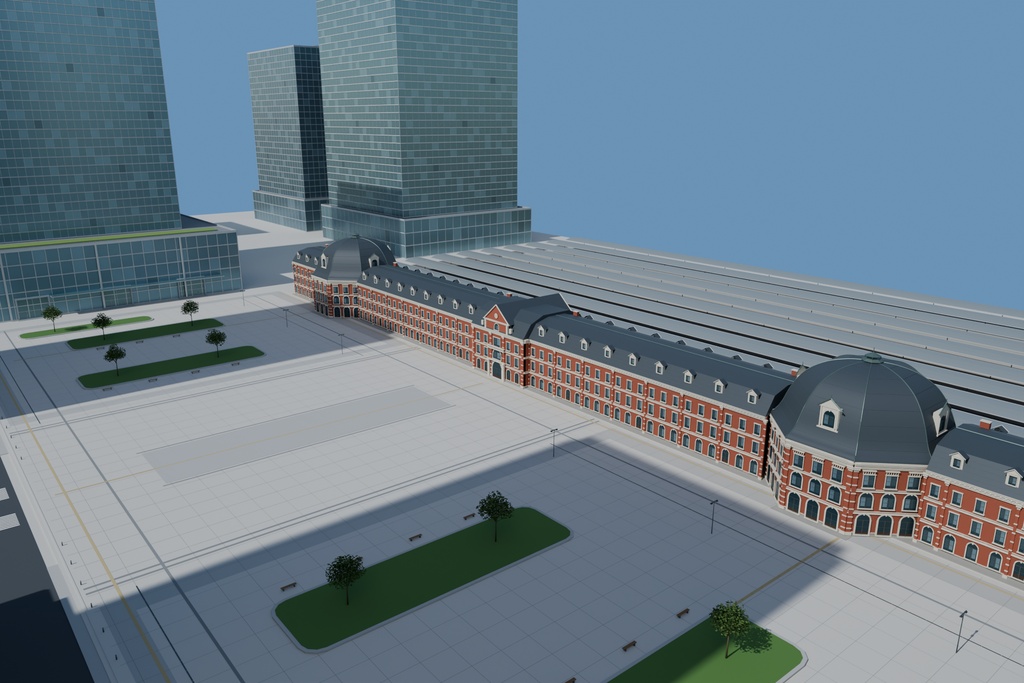 【FBX / Blender】丸の内・東京駅周辺 外装3Dモデル|商用利用可