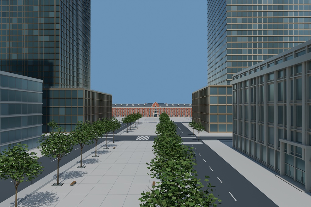 【FBX / Blender】丸の内・東京駅周辺 外装3Dモデル|商用利用可