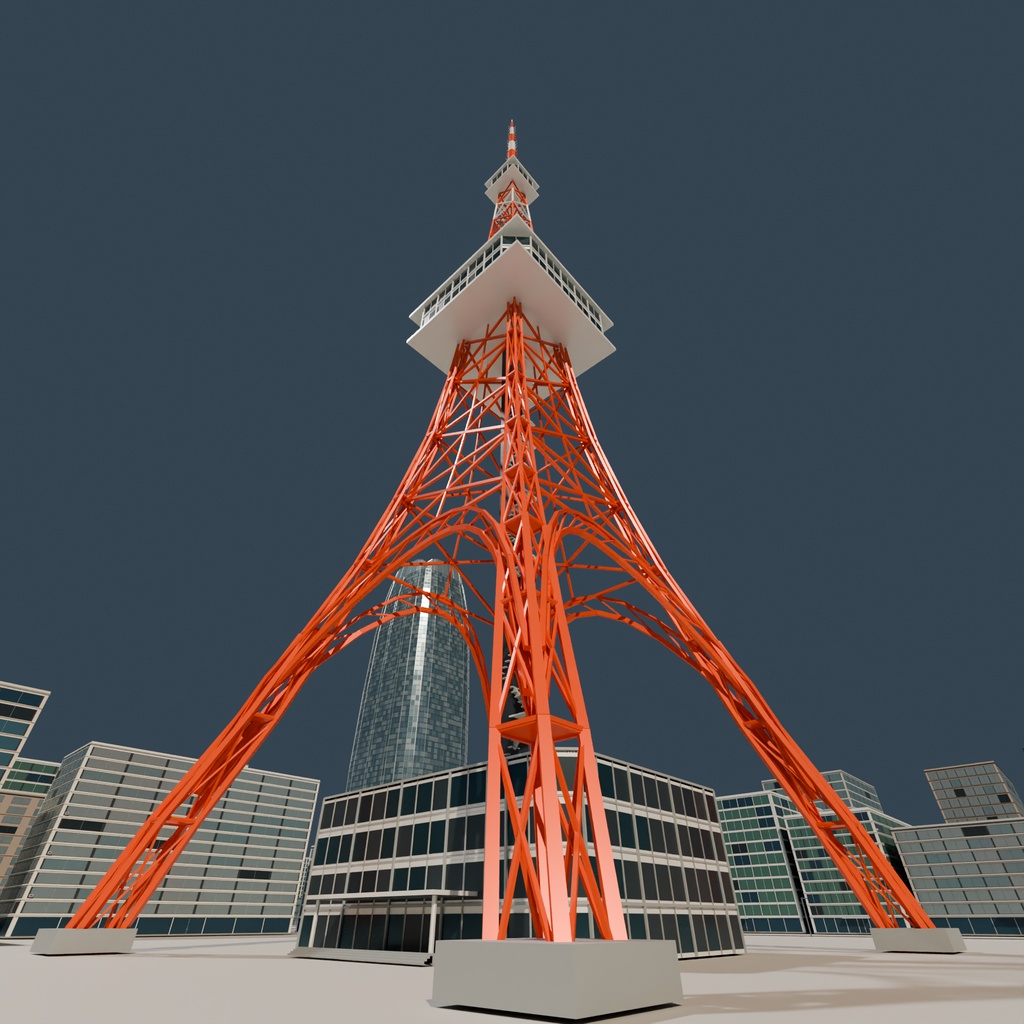 3Dワールド|港区モチーフの都市外装3Dモデル【Blender / FBX】