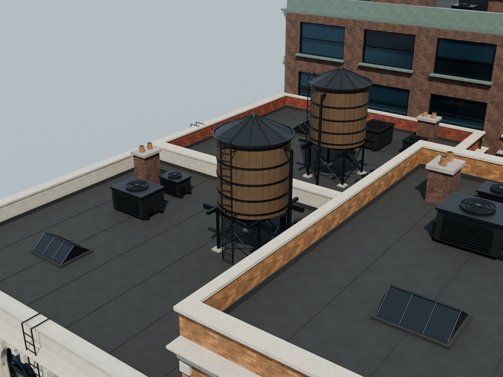 【3D】ニューヨーク風の街並み・4街区32棟【Blender / FBX】