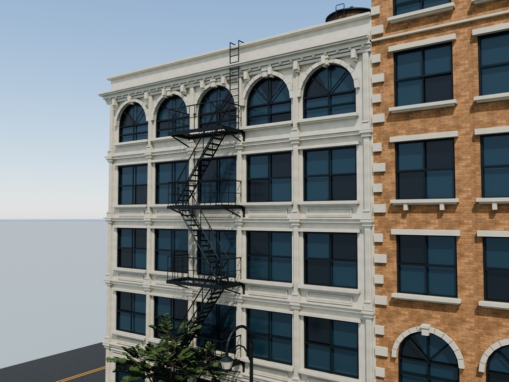 【3D】ニューヨーク風の街並み・4街区32棟【Blender / FBX】
