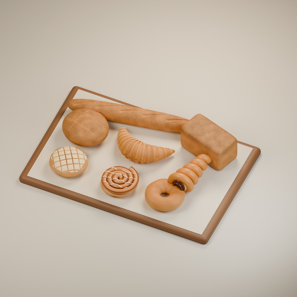 【商用利用可】定番ベーカリーパン 3D素材30点セット|FBX