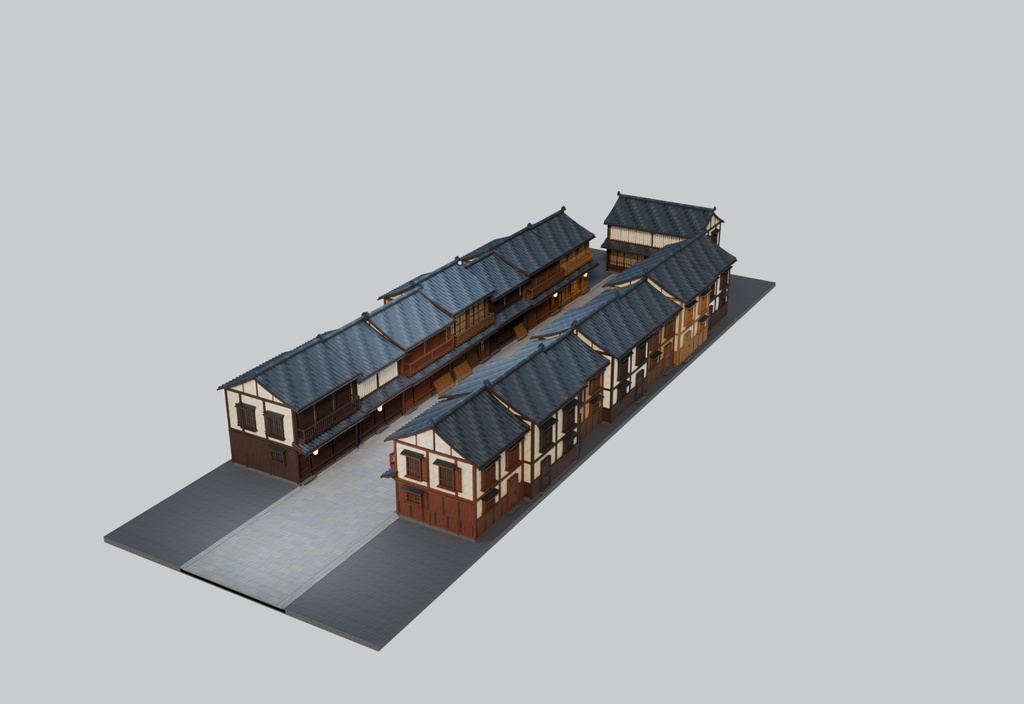 京町家の街並み|3D・FBX|商用利用可