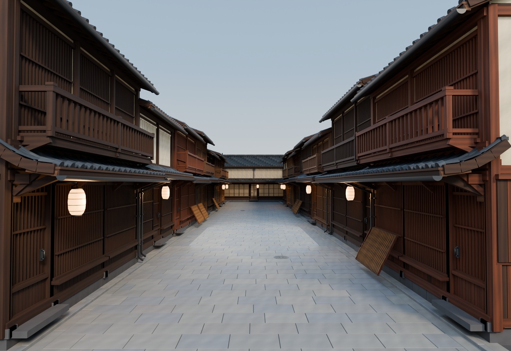 京町家の街並み|3D・FBX|商用利用可