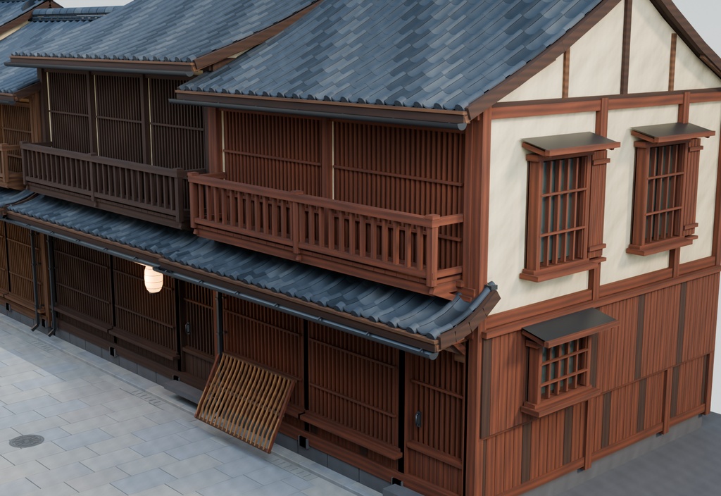 京町家の街並み|3D・FBX|商用利用可