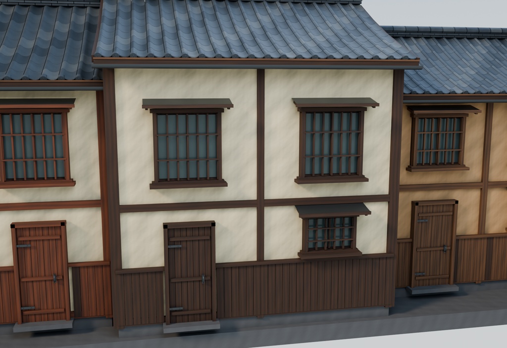 京町家の街並み|3D・FBX|商用利用可