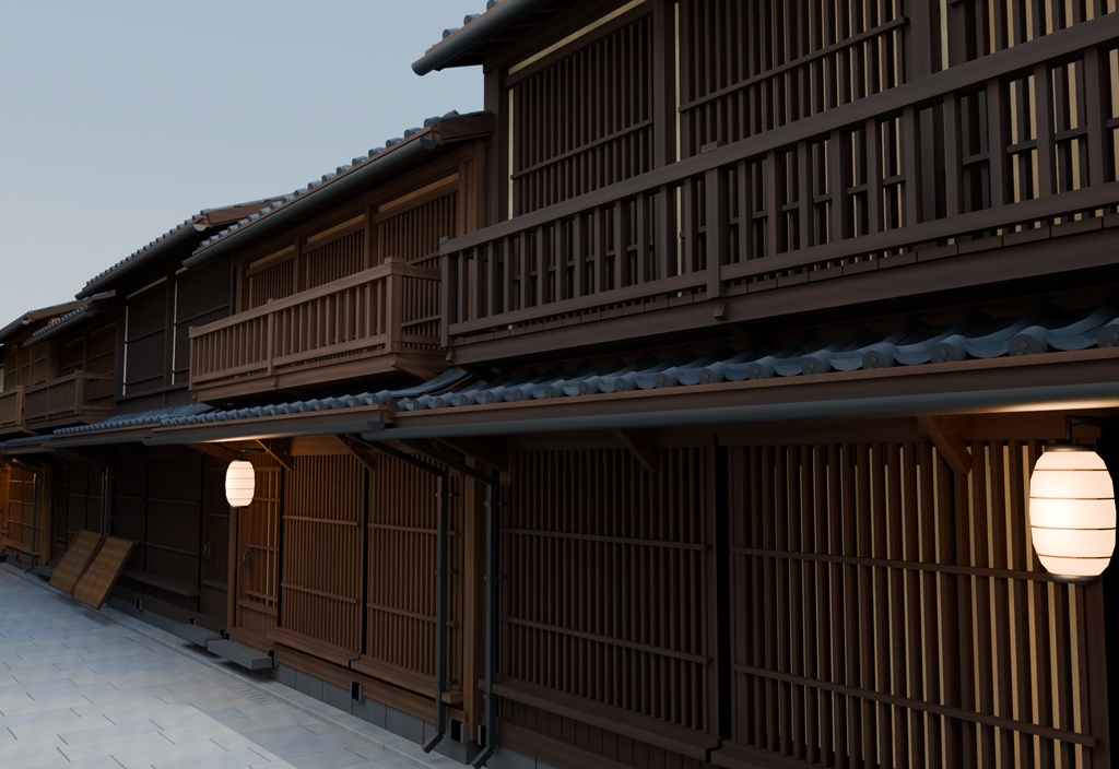 京町家の街並み|3D・FBX|商用利用可