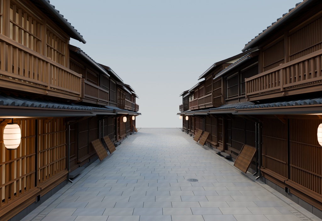 京町家の街並み|3D・FBX|商用利用可