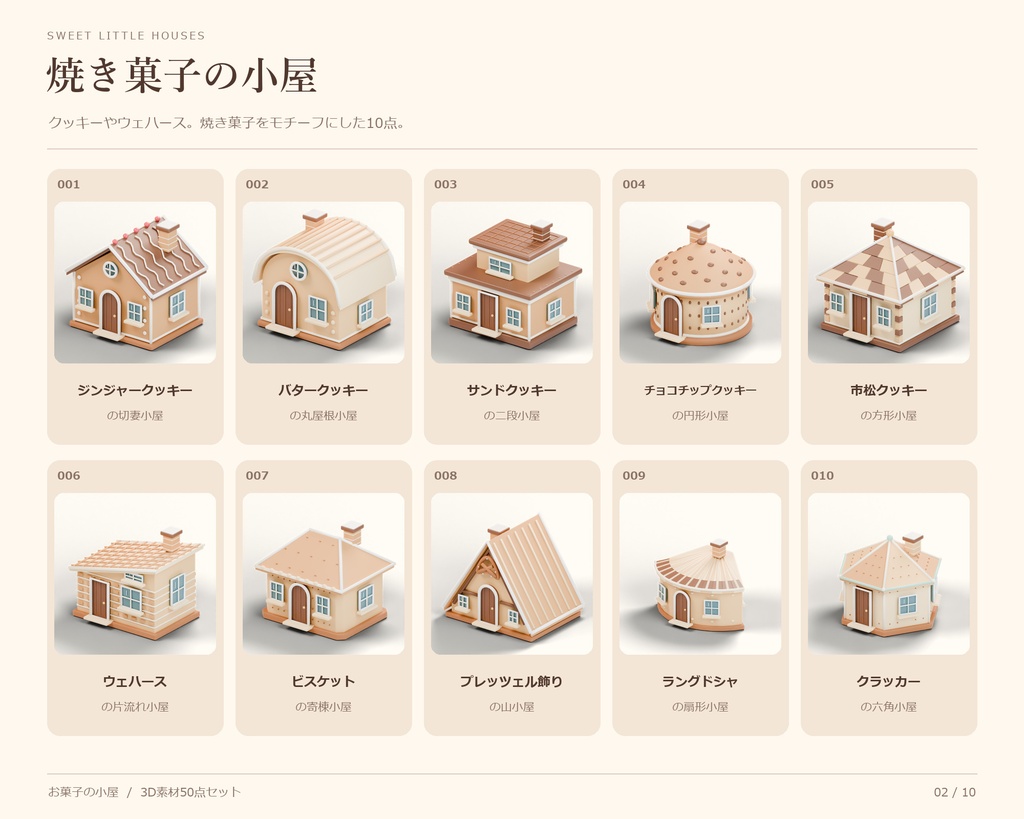 お菓子の小屋 3D素材50点セット【FBX/商用利用可】
