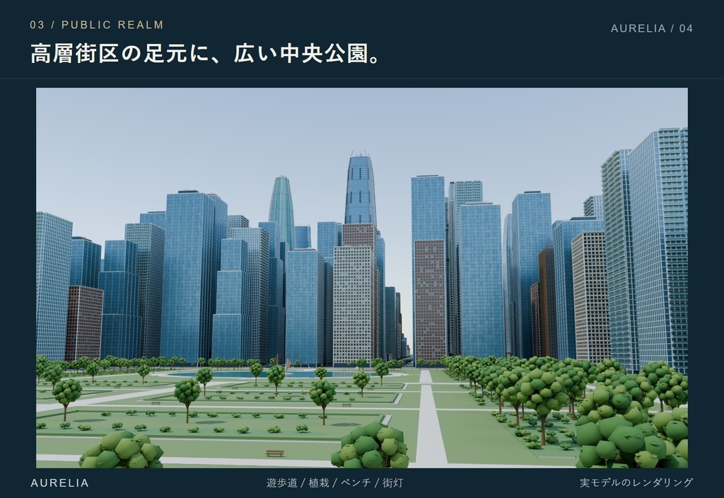 3Dビル群 架空の内陸大都市 3D背景モデル【Blender / FBX】