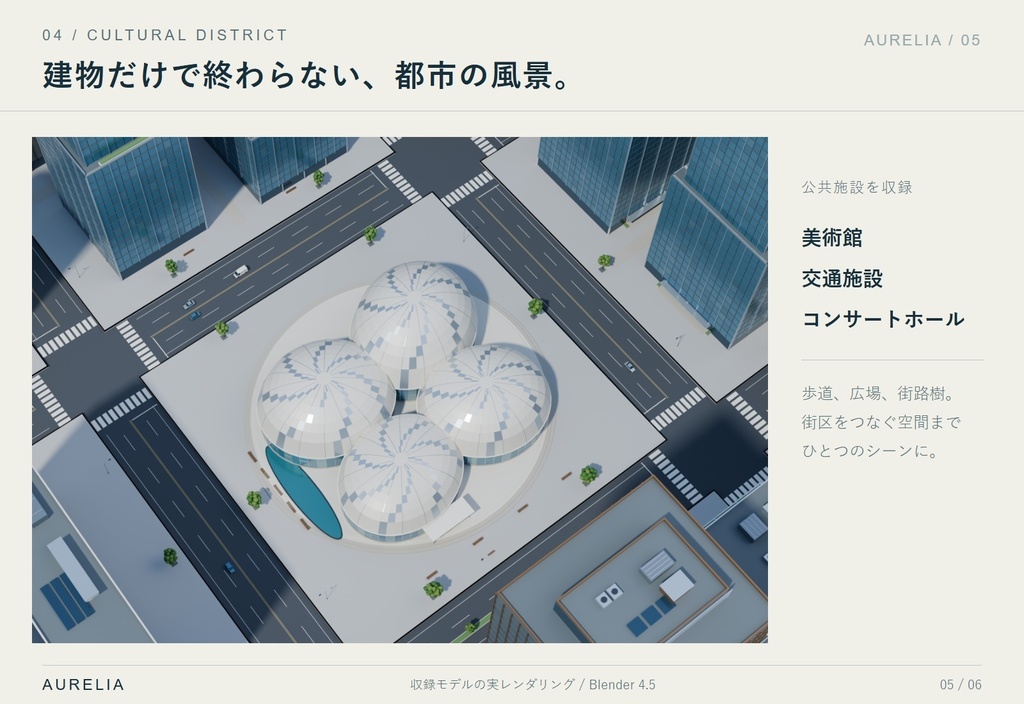 3Dビル群 架空の内陸大都市 3D背景モデル【Blender / FBX】