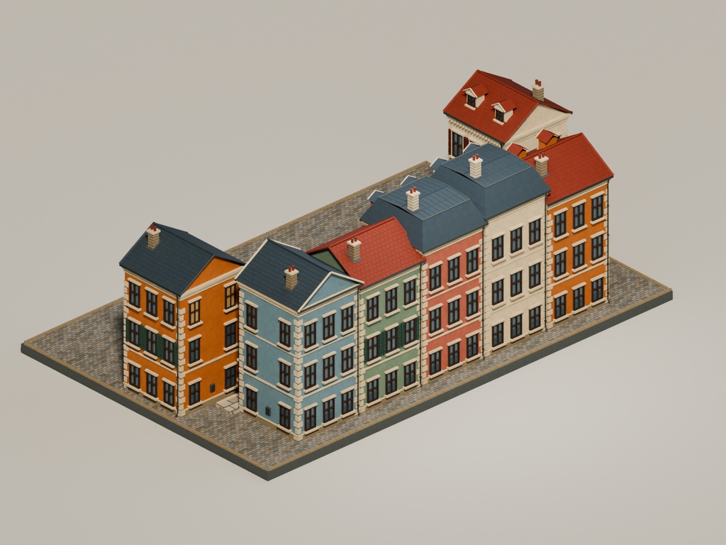 【期間限定価格】3D石畳の欧州広場 背景素材FBX blender
