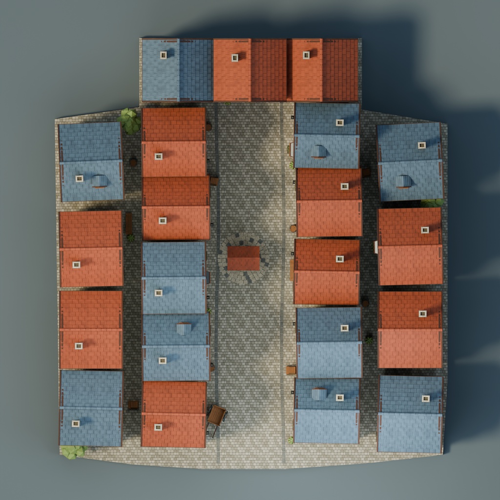 【期間限定価格】3D石畳の街角 背景素材 FBX blender