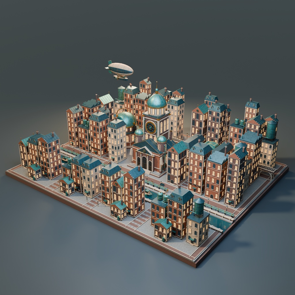 【期間限定価格】3D蒸都 スチームパンク大都市 FBX・blender
