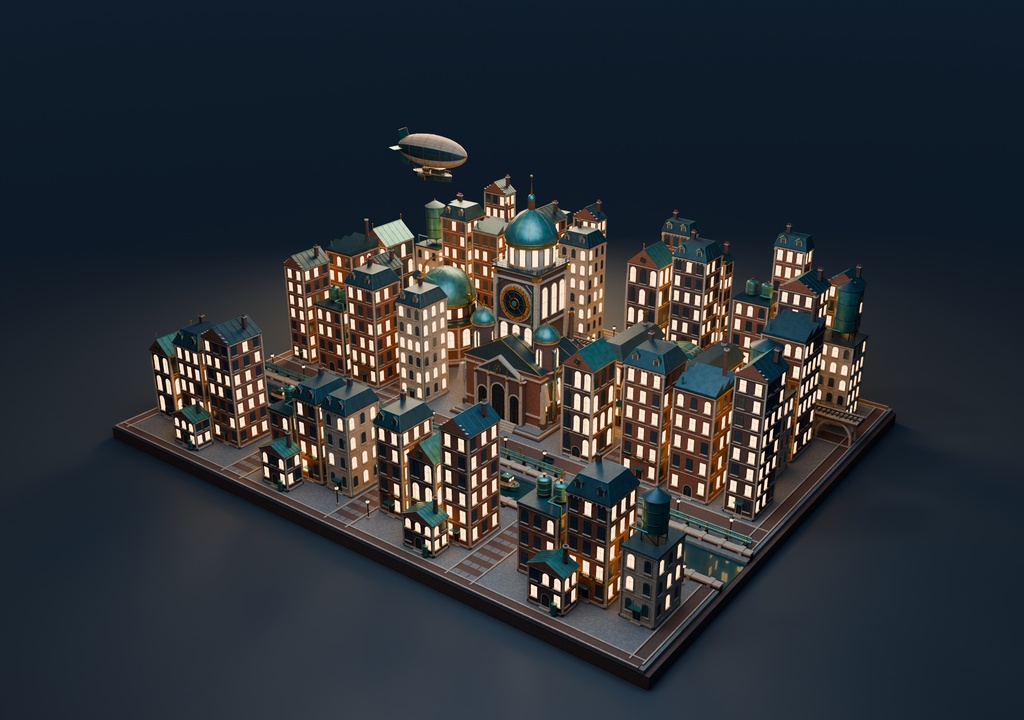 【期間限定価格】3D蒸都 スチームパンク大都市 FBX・blender