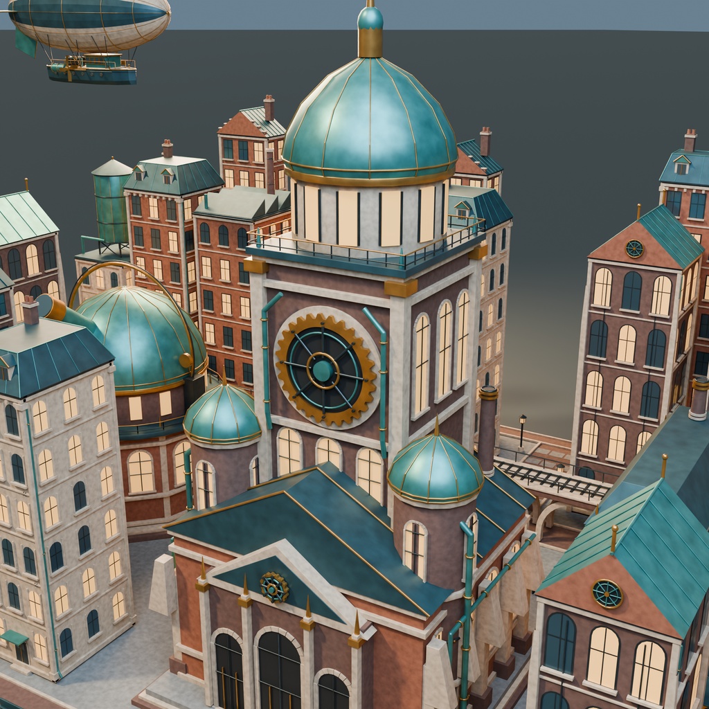 【期間限定価格】3D蒸都 スチームパンク大都市 FBX・blender