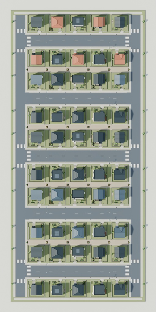 【期間限定価格】3Dこもれび住宅街|住宅50棟 3D背景セットblender