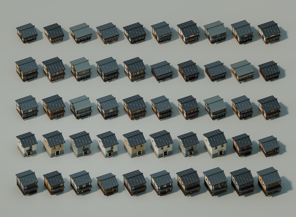 【期間限定価格】3D江戸の街角 blender 和風町並み50棟セットFBX