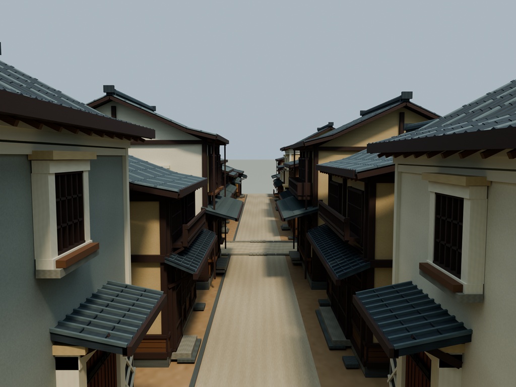 【期間限定価格】3D江戸の街角 blender 和風町並み50棟セットFBX