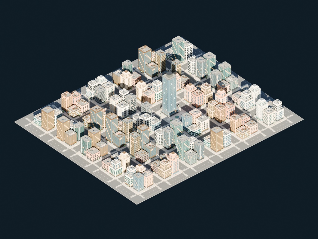 【期間限定価格】3D繫華街都市 blender・FBX