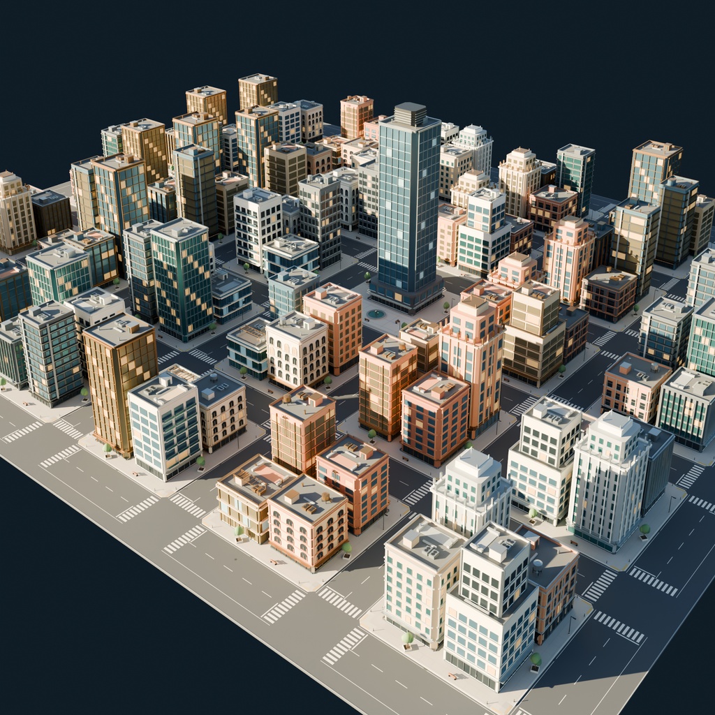 【期間限定価格】3D繫華街都市 blender・FBX