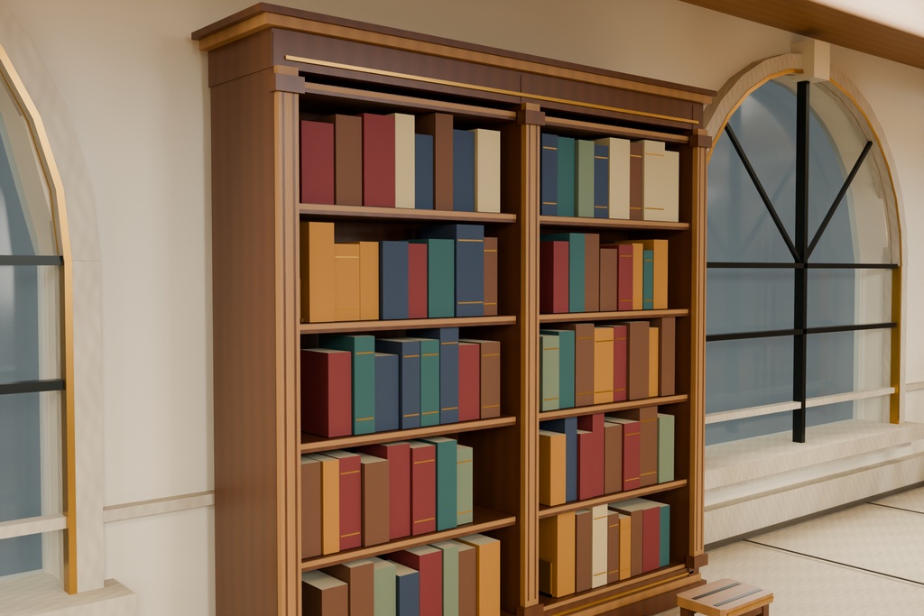 【期間限定価格】3D大図書館の内装blender・FBX背景素材