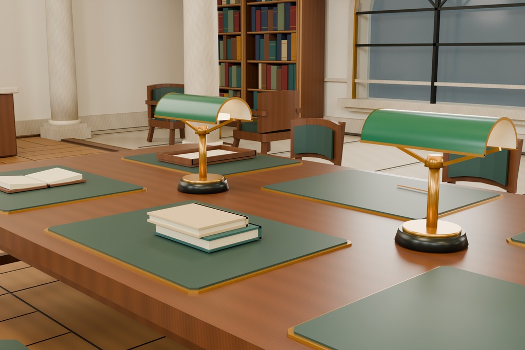 【期間限定価格】3D大図書館の内装blender・FBX背景素材