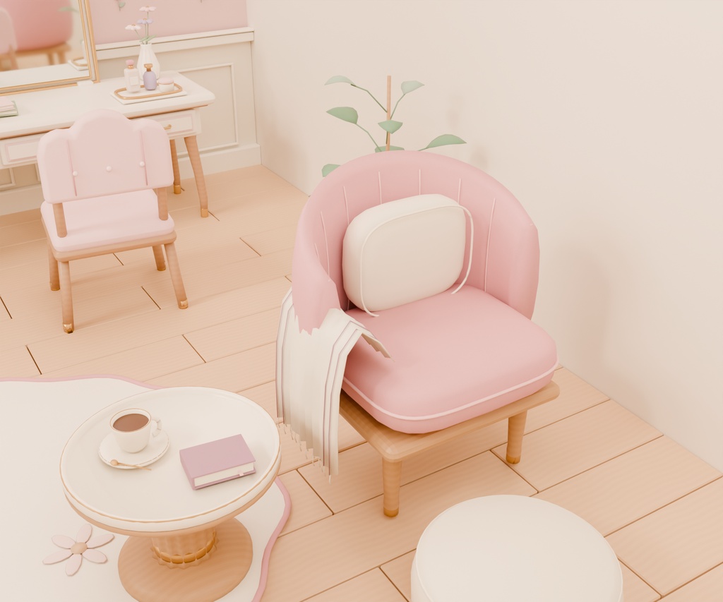 【期間限定価格】女の子 3Dかわいい1人部屋内装blender・FBX