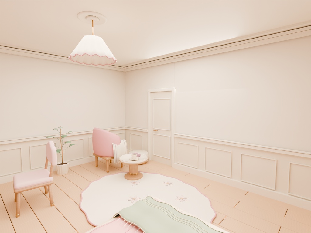 【期間限定価格】女の子 3Dかわいい1人部屋内装blender・FBX