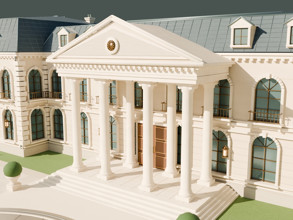【期間限定価格】3D大豪邸と庭園(大邸宅)FBX・blender