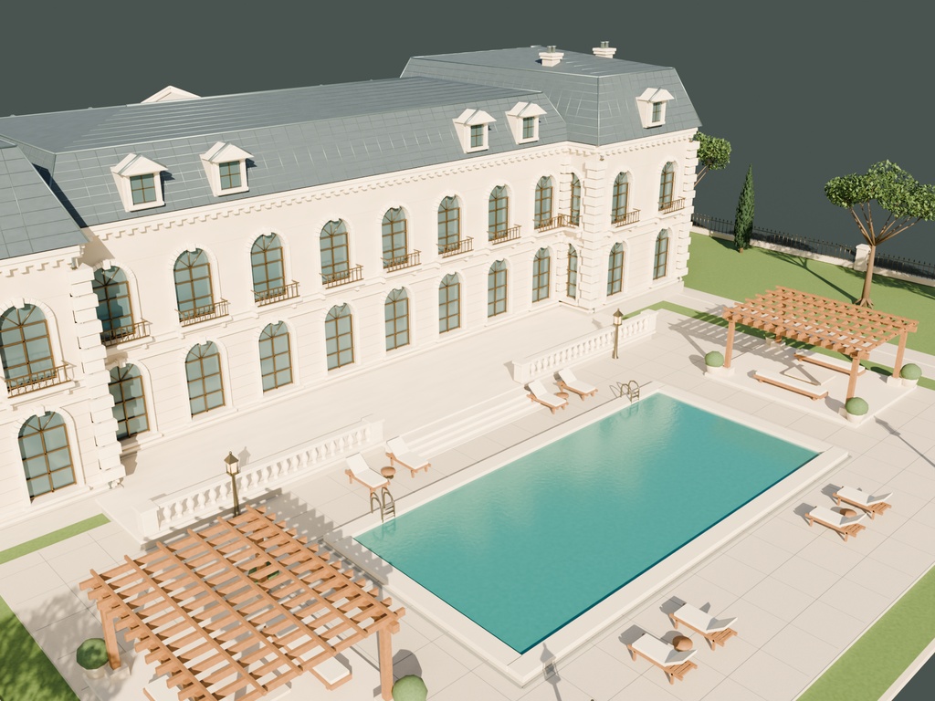 【期間限定価格】3D大豪邸と庭園(大邸宅)FBX・blender