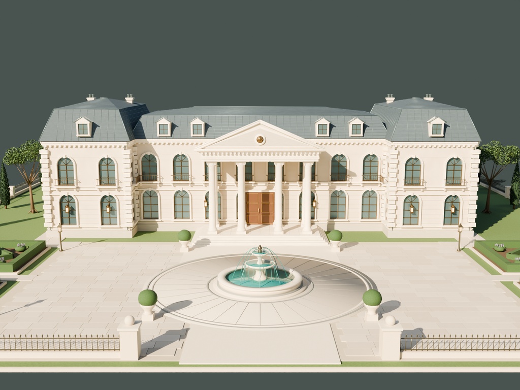 【期間限定価格】3D大豪邸と庭園(大邸宅)FBX・blender