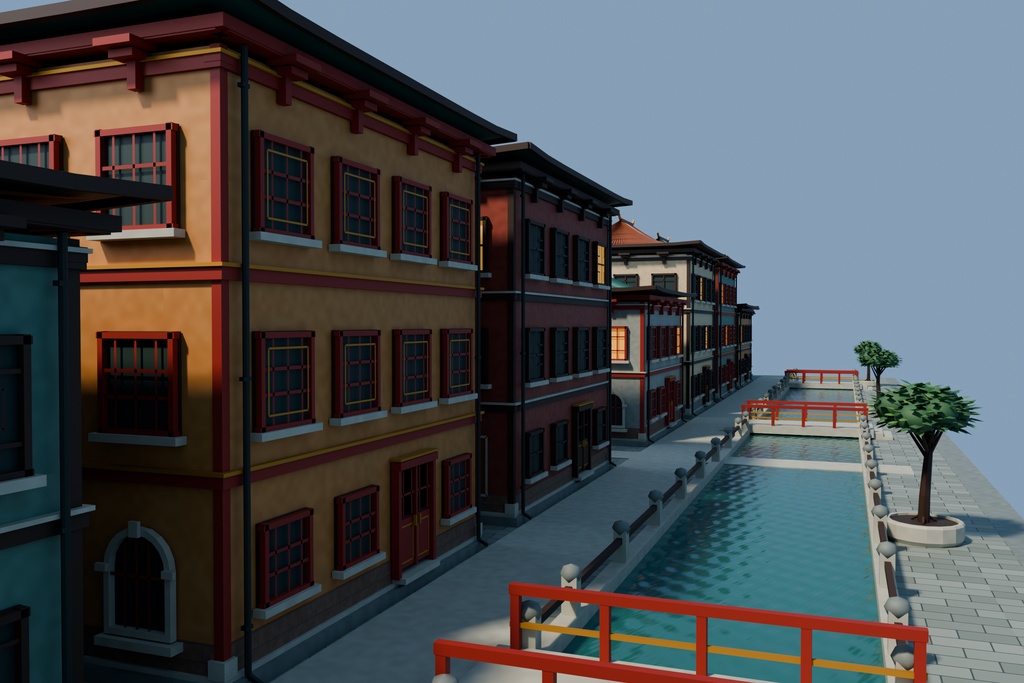 【期間限定価格】3D中華風の街並みblender・FBX