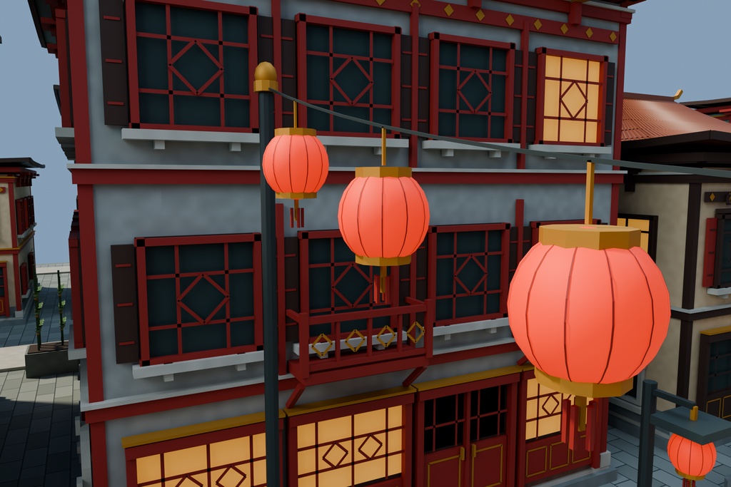 【期間限定価格】3D中華風の街並みblender・FBX