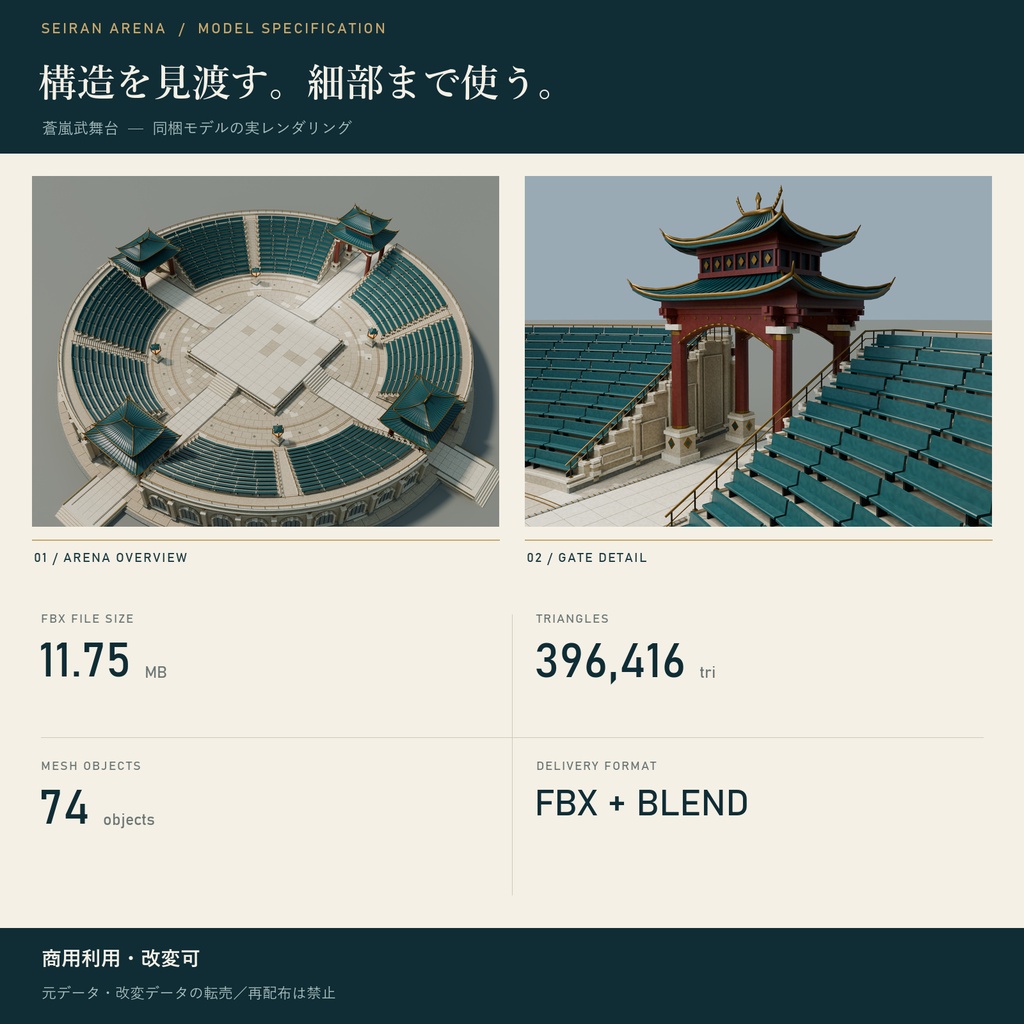 【期間限定価格】3D武闘大会会場トーナメント会場【高品質】blender・FBX