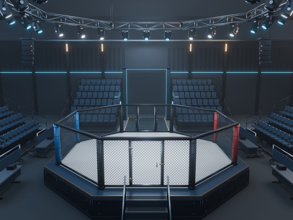 【期間限定価格】3D格闘技MMA会場blender・FBX背景素材